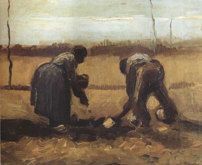 Vincent Van Gogh Peasant and Peasant Woman Planting Potatoes (nn04) china oil painting image